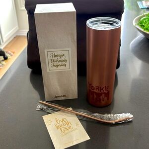 Yorkie Mom 20oz Stainless Steel Tumbler‎ with Straw and straw brush